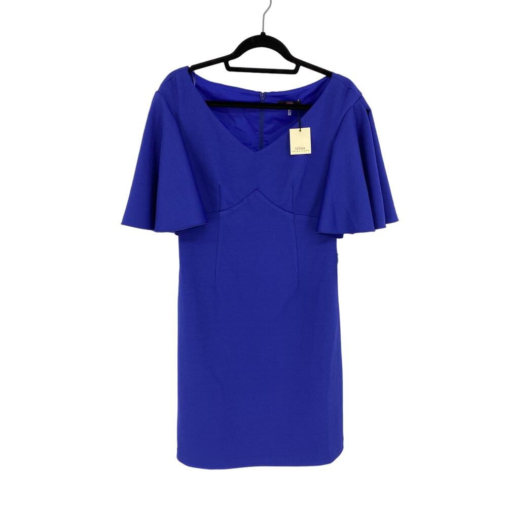 Trina Turk Womens Sz 6 Cielo Diamond Draped Sleeve Sheath Dress Lagoon Blue NEW - Picture 2 of 7